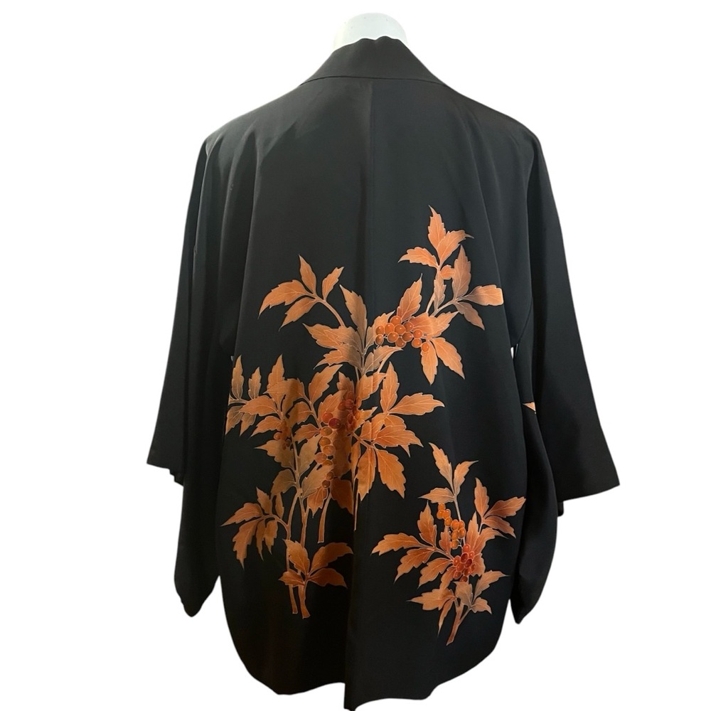 Black Kimono jacket with Orange Floral Design